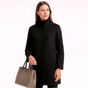 J.Crew Stadium Cloth Coat by Nello Gori Black Wool Blend Zip Front Coat